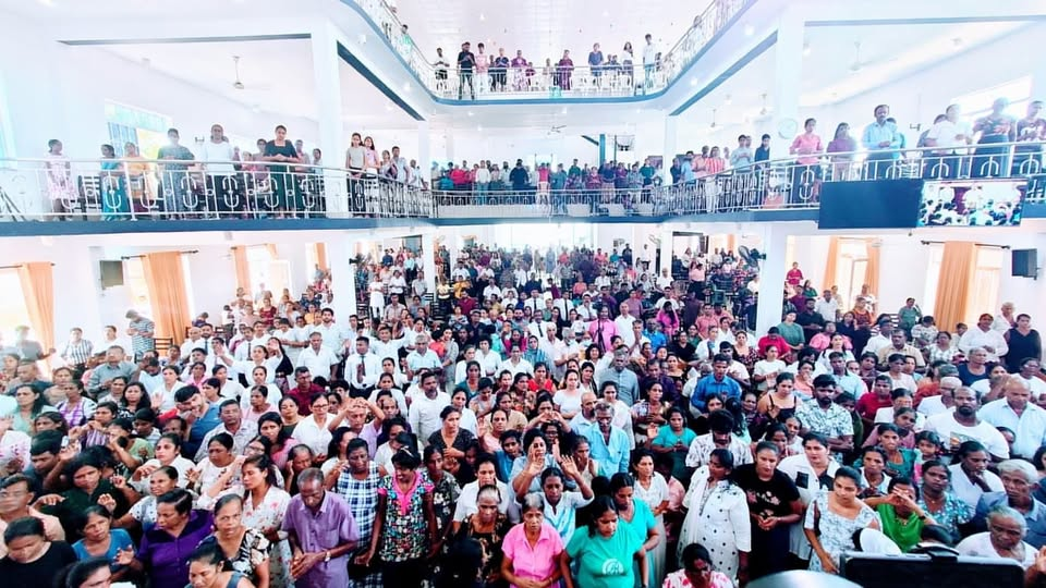 Congregation gathered in worship at Calvary Pamula Church of Worship, Seeduwa